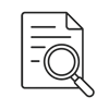 could you create an icon of a document being looked at with a magnifying glass thin black outline please-1