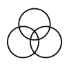 could you create an icon of three circles overlapping each other like a ven diagram please make it a black outline
