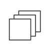 could you generate an icon where it is three squares that are layered on top of the other but each shift slightly to the right thin outline of black n