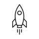 icon of a simple rocket launch do not fill in with black and no smoke coming out of it