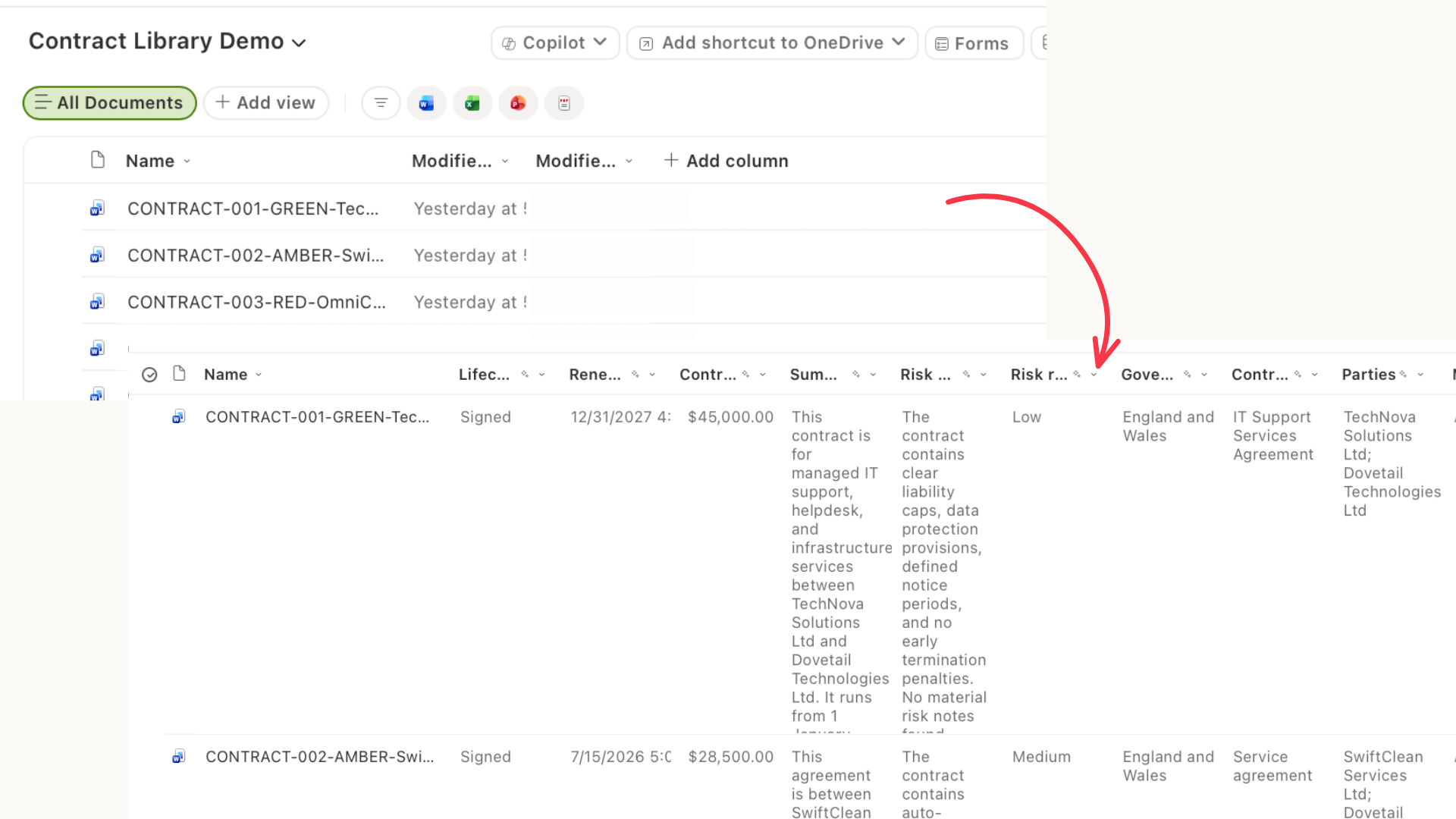 Copilot for SharePoint this shows a regular SharePoint library being turned into a powered library using Autofill columns