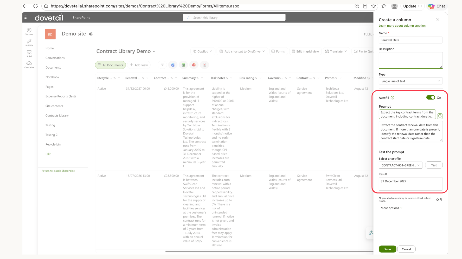 Image showing the necessary parts to create an Autofill columns