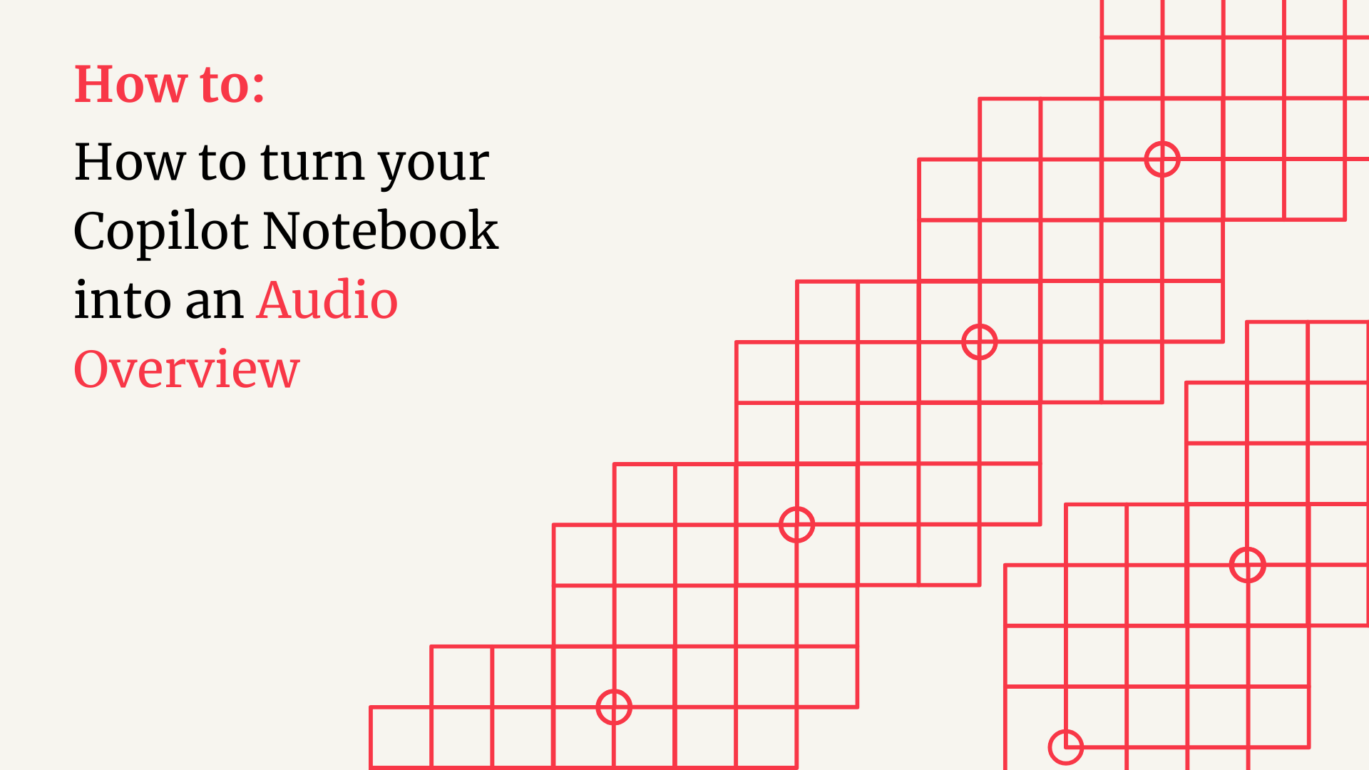Red square pattern icons against a cream background and the title