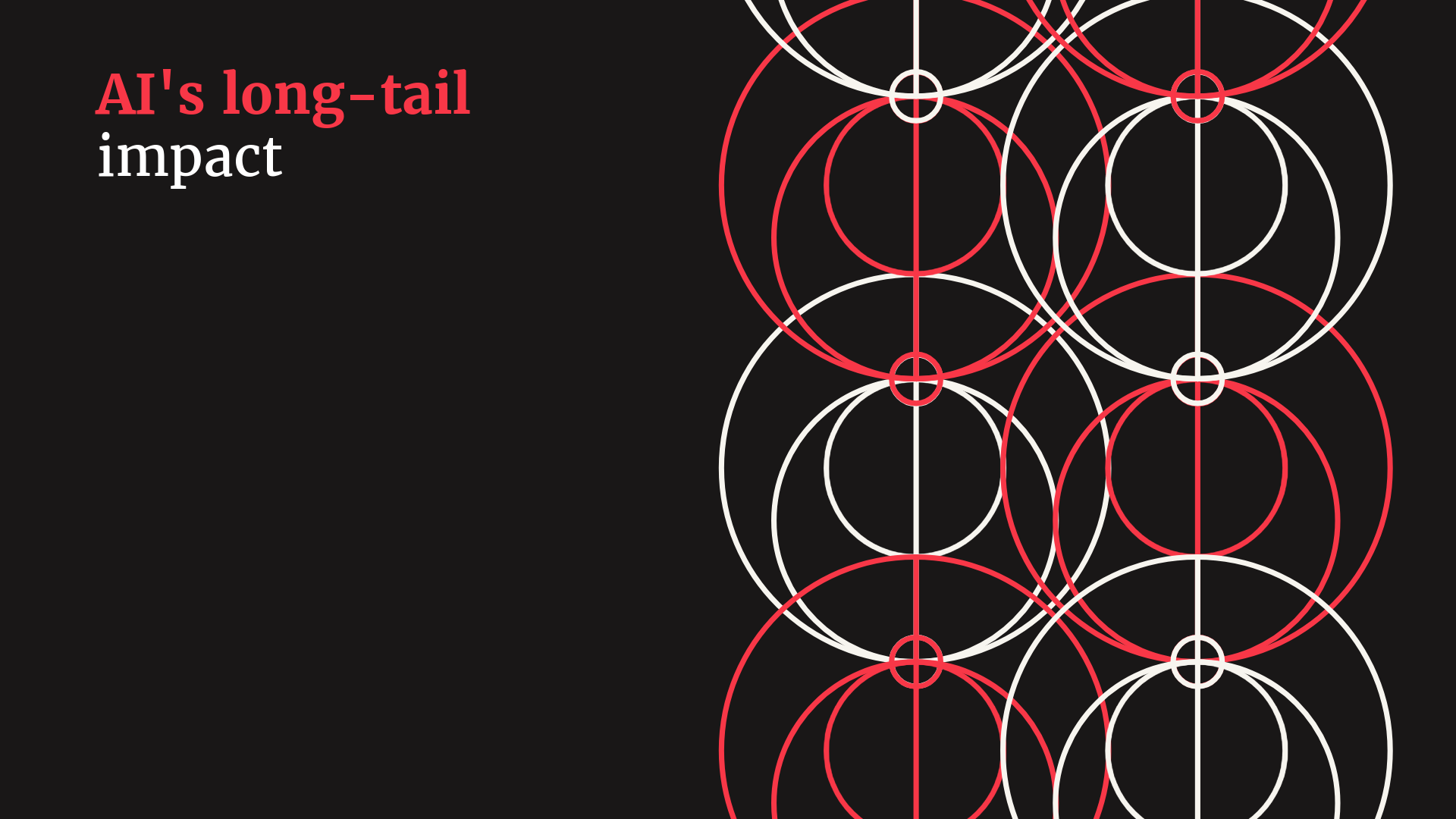 AI's long-tail impact title next to pattern or circles that are red and white