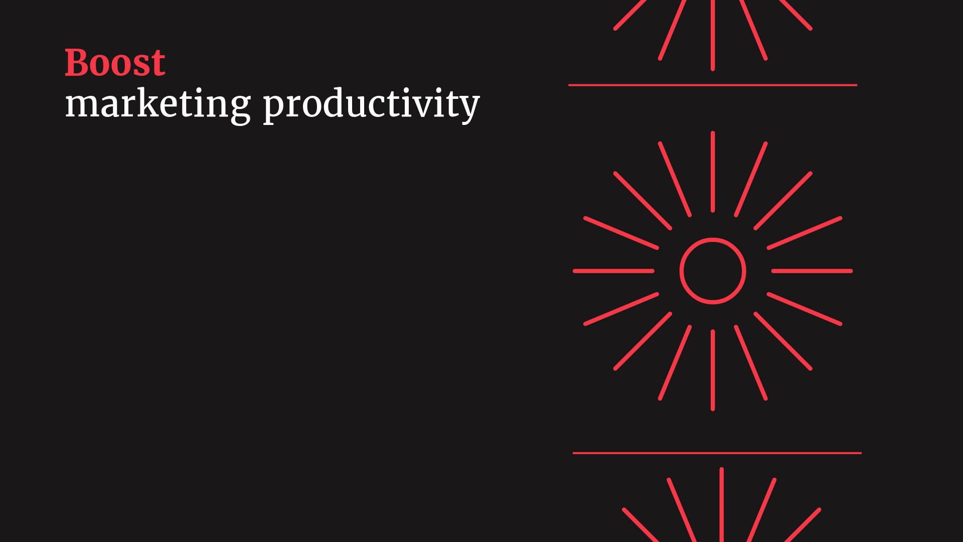 boost marketing productivity is the title - red line and circle pattern on the right