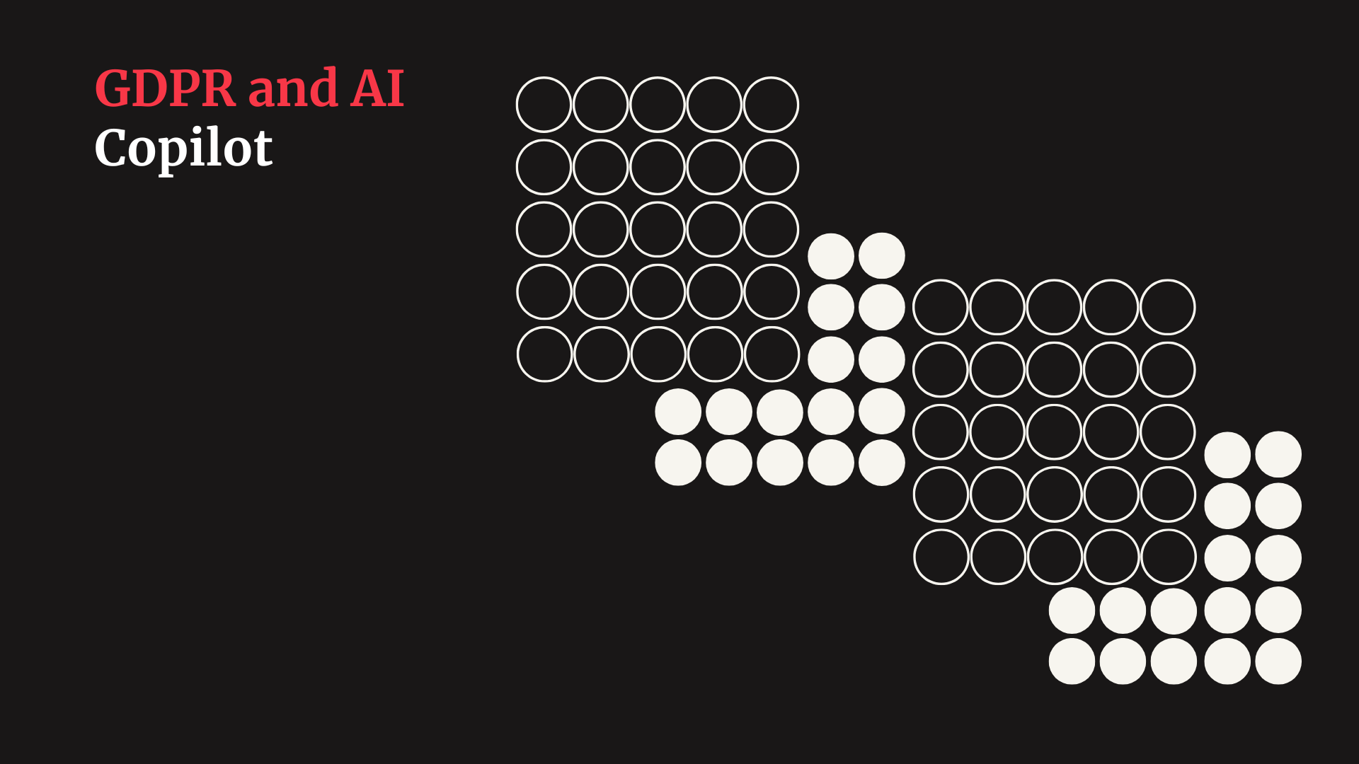 GDPR and AI Copilot title - with a pattern of white outline circles and white circles on the right