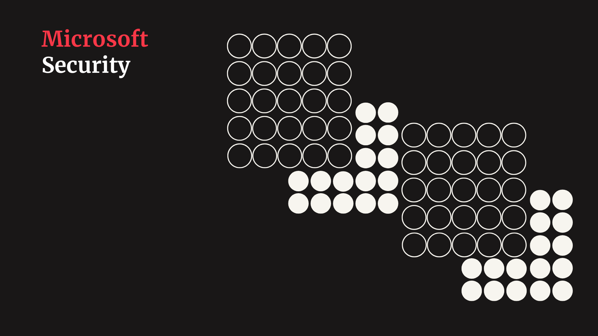 microsoft security title, on the left, on the right is a circular pattern against a black background 