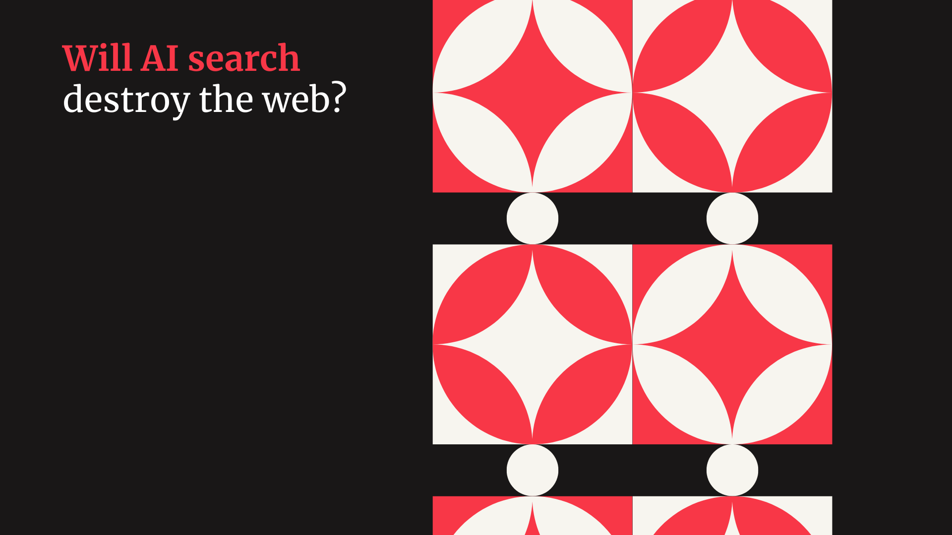 Black blog cover, block pattern of red and white 